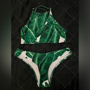 Cupshe high neck palm print bikini